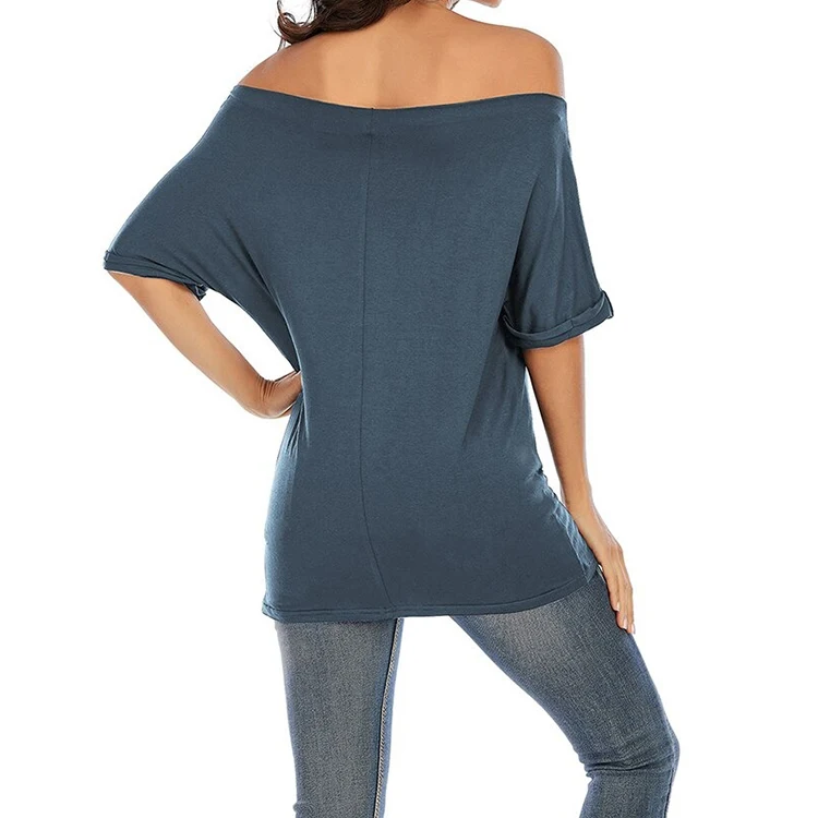 2022 Spring New Design Skinny off shoulder sustainable custom for healthy blank latest stylish Women T-shirt