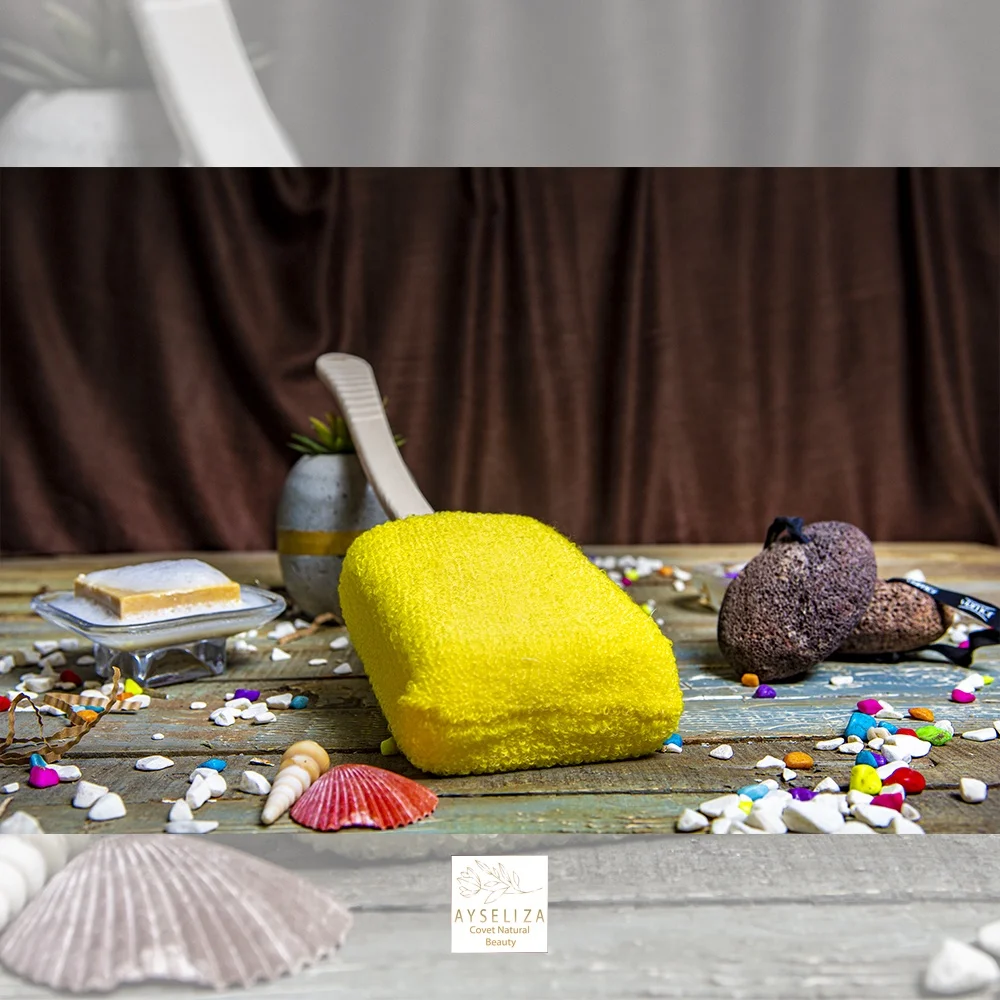 Natural Bath Sponge Brushes With Handle For Back Scrub Quality Loofah Scrubber Gentle And Non Abrasive Exfoliating Hammam Gloves