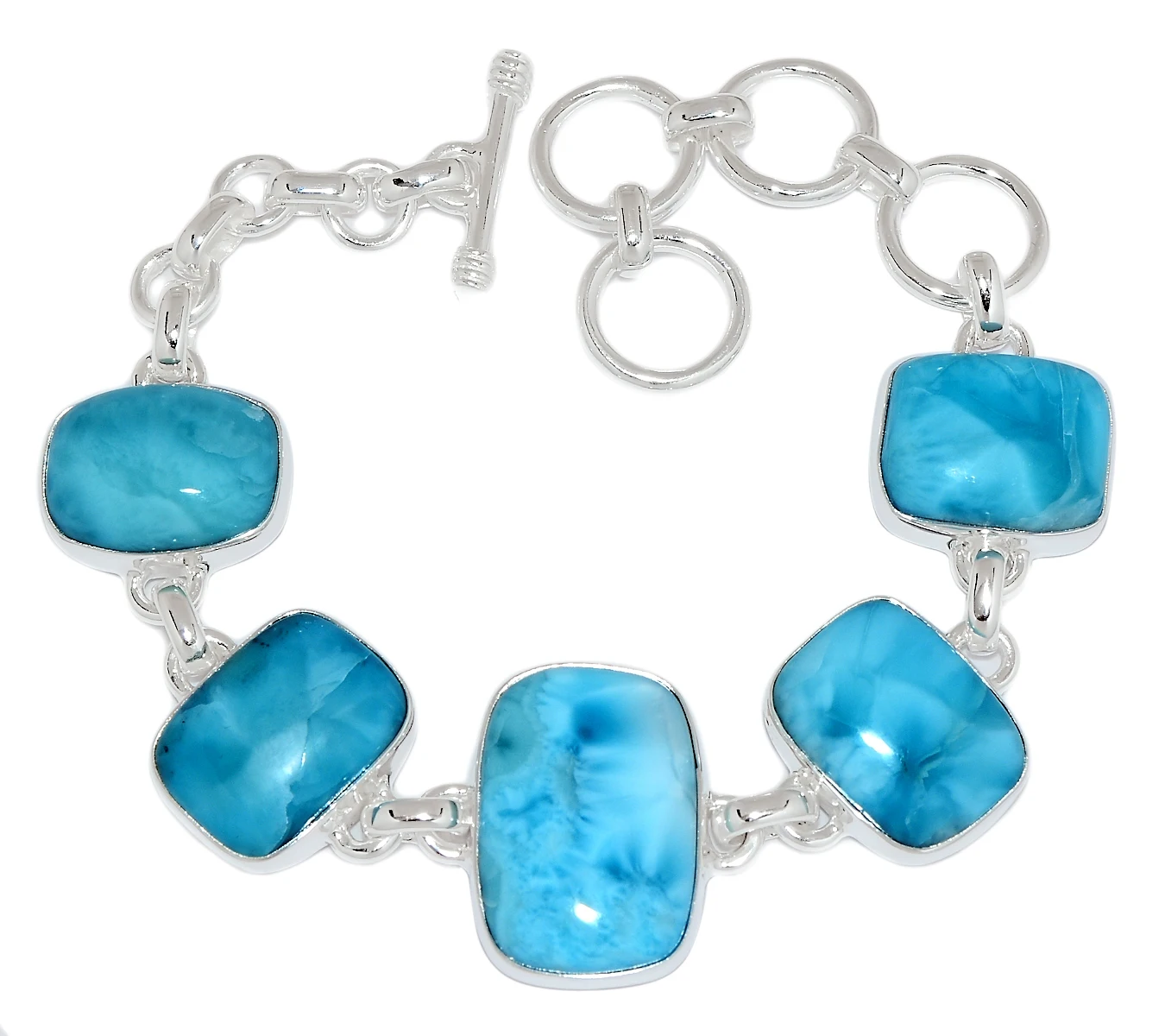 Натуральный браслет Ларимар из Доминиканской Республики, браслеты ручной работы, ювелирные изделия, оптовая продажа, индийское серебро 925 пробы