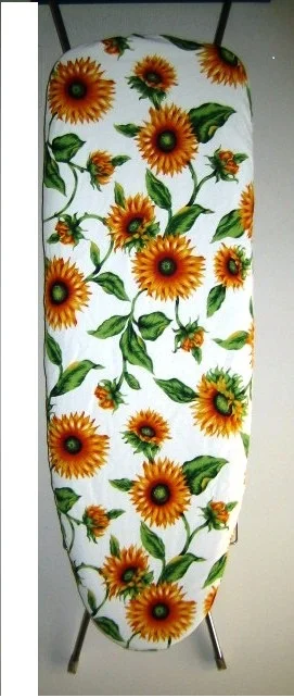 IRONING BOARD COVER 100% cotton TITANIUM TREATMENT SOFT PADDING CM.140X50, sunflowers drawing