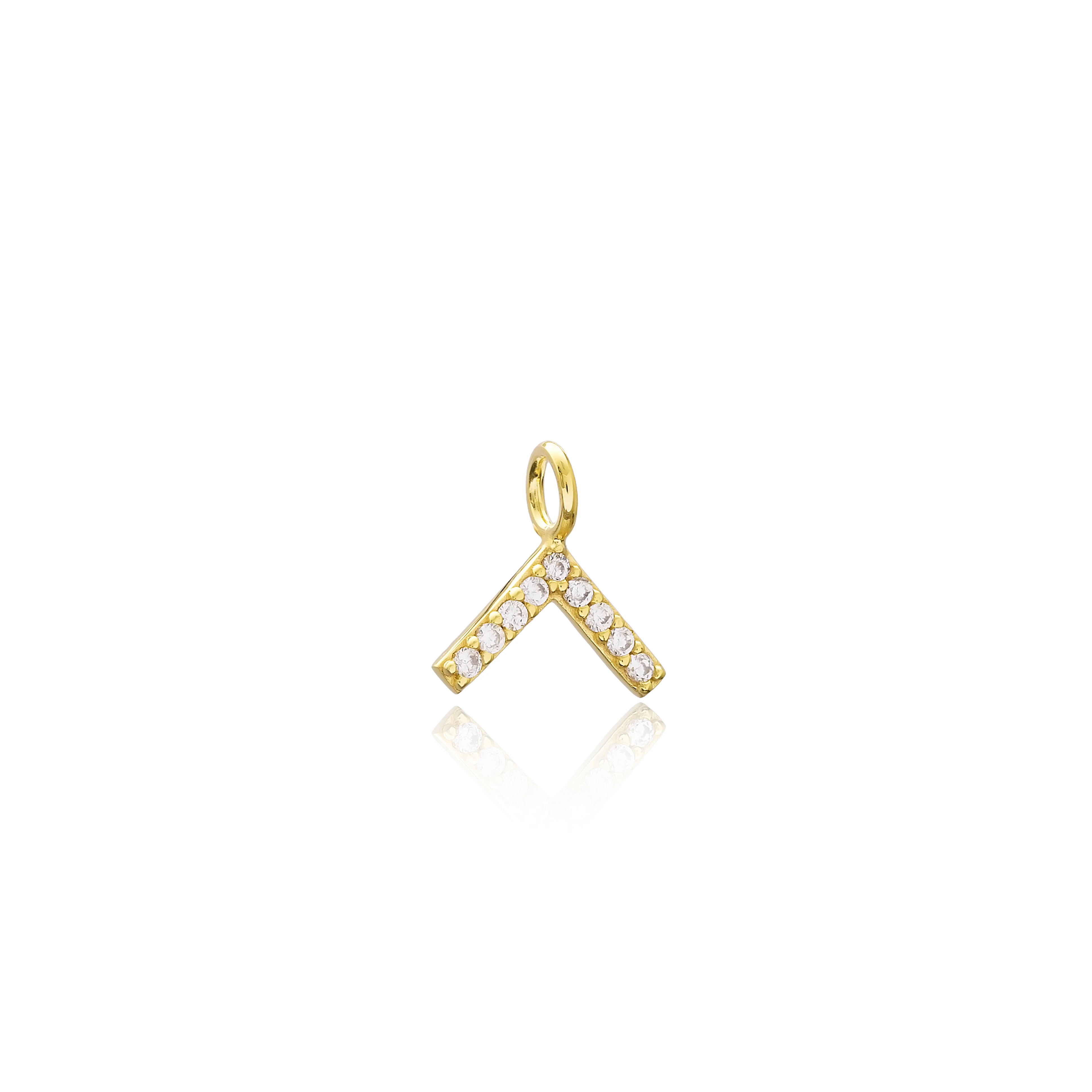Boomerang Charm Zircon Stoned V Charm Wholesale Handmade Turkish 925 Silver Sterling Charm