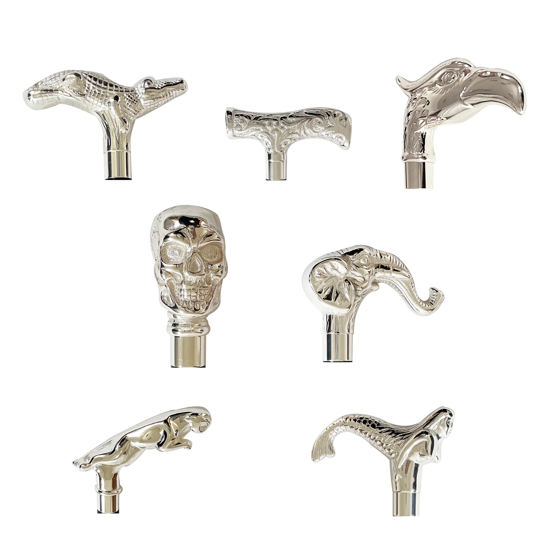 Luxury silver jaguar head walking sticks wood cane