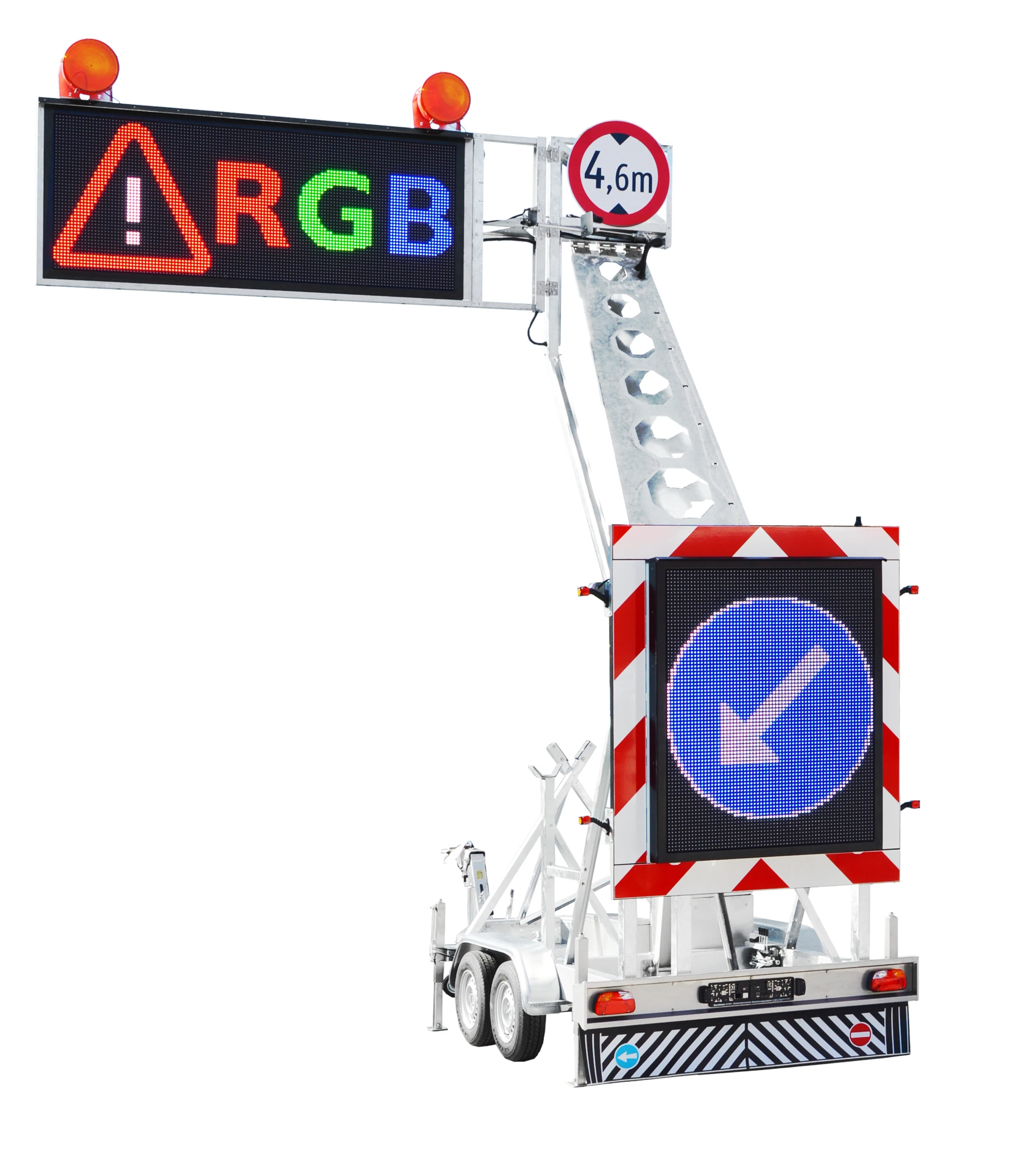 P20 solar powered Mobile Variable Message Sign VMS Trailer Portable led display full color screen remote control