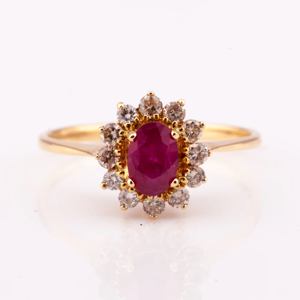 14K Gold Plated Sterling Silver Ring with Natural Ruby Oval Shape Factory Price from Thailand Manufacturer