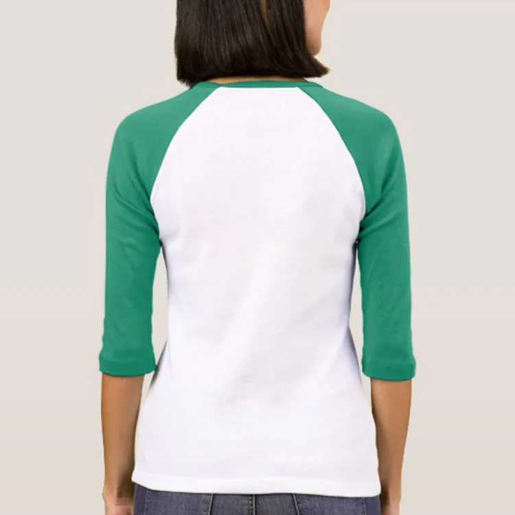 Wholesale Womens Raglan Green Baseball Long Sleeve Two Tone Tee Shirt Woman T Shirts