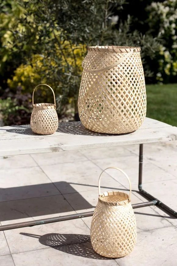 Vintage elegant basic style candle holder bamboo lantern decorative boho rustic candlestick holders