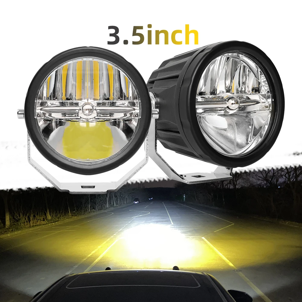 2021 Newest Big Reflector Breath Hole 3.5inch High Low Combo White Yellow Dual Color 12V 24V Car Led Work Lights