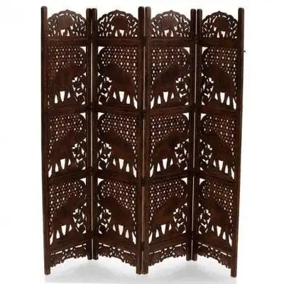 Wooden partition for Living Room handicrafts Screen Wooden Room Separator Consists of 4 Panels to be Placed in Zig-Zag Position