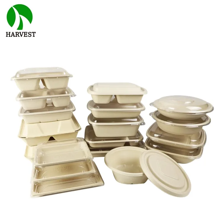 8 Inch 9 Inch Square Bamboo Pulp Compostable Container For Food