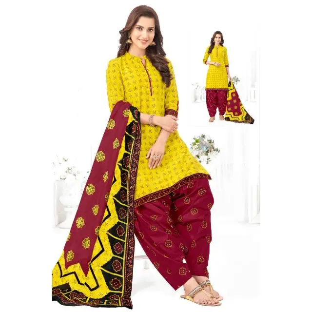 Indian Manufacturer of printed Cotton dress on sale price 10 piece catalog Daily Wear Cotton Printed Salwar Suit With Dupata Set