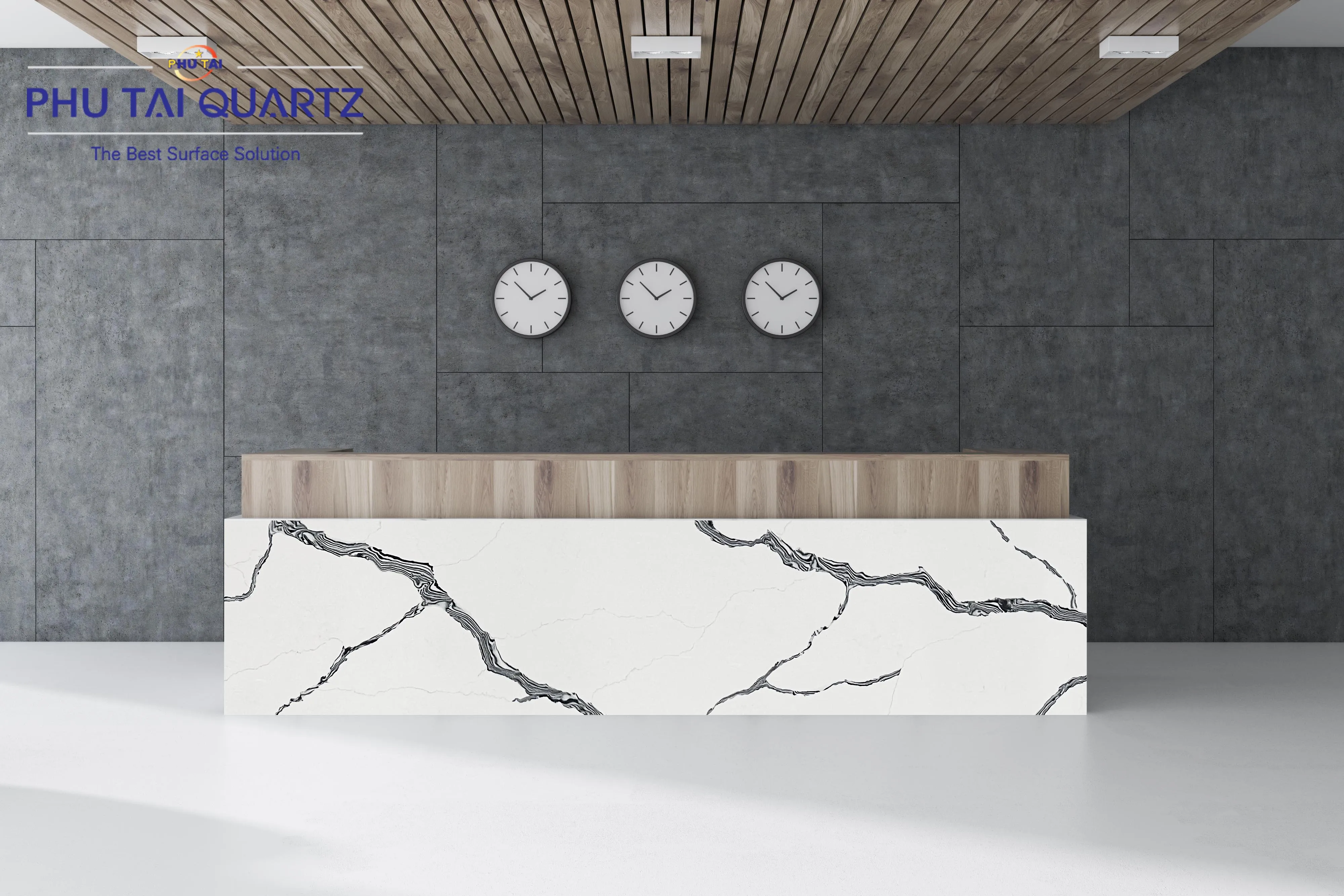 Quartz Calacatta Bolsena PT 902 Polished Slab high quality for kitchen countertop and home panel decoration by Phutai