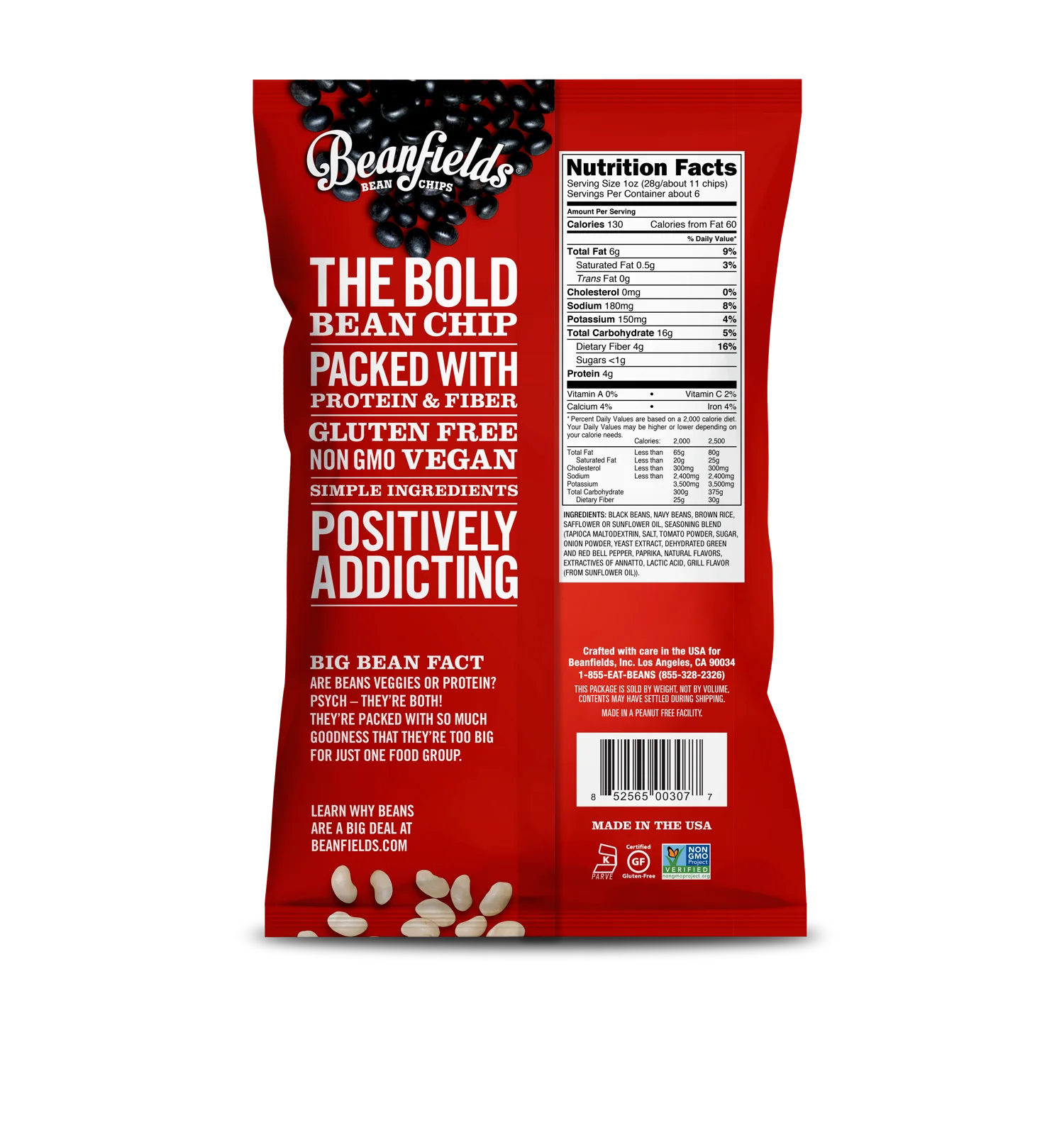 
Bean Chips Beanfields Nacho Vegan Bean Chips 5.5oz Case Made IN USA 