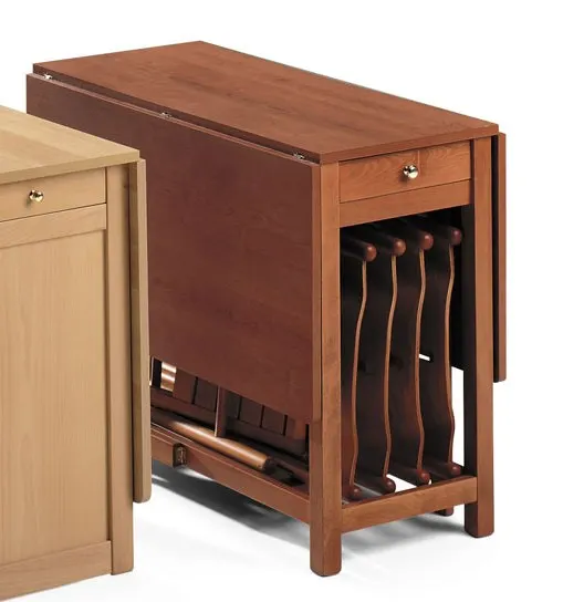 FOLDING TABLE FRED INTERNAL STORAGE SPACE BEECH WOOD TABLE SAVING SPACE SOLUTION WOODEN DINING TABLE