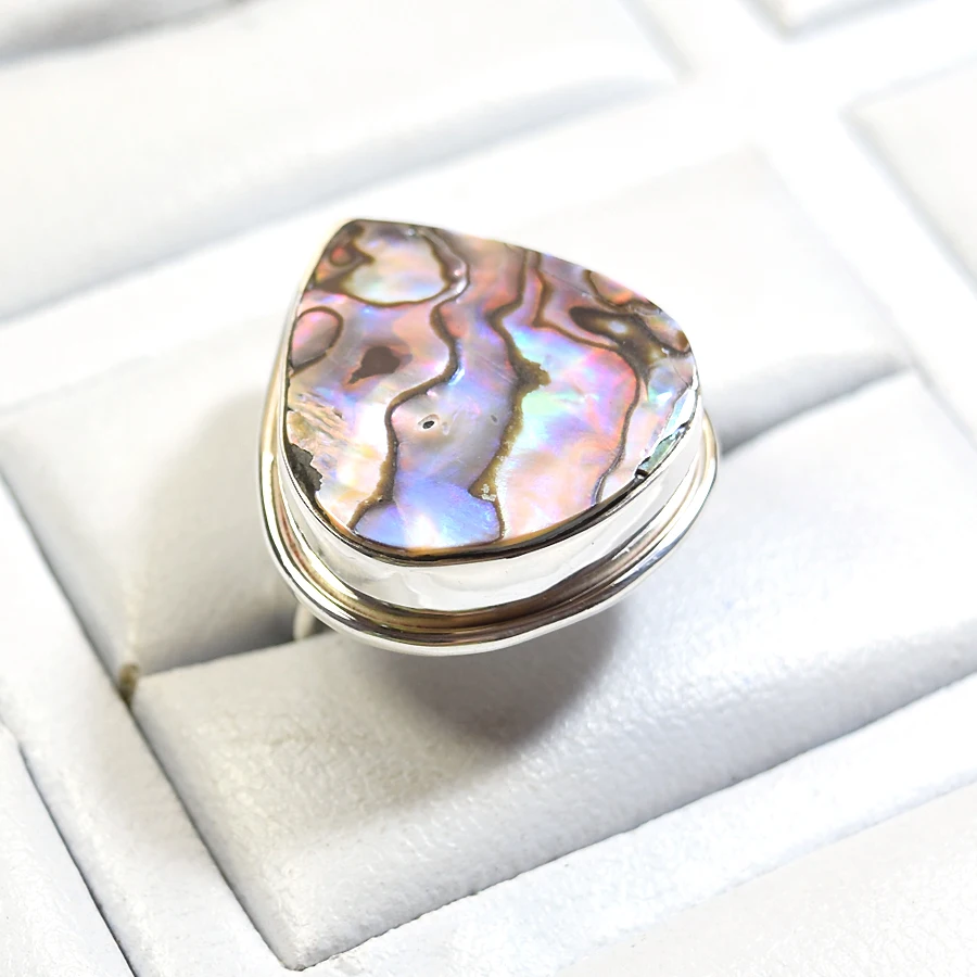 Abalone Shell Gemstone 925 Pure Silver Jewelry Women Ring