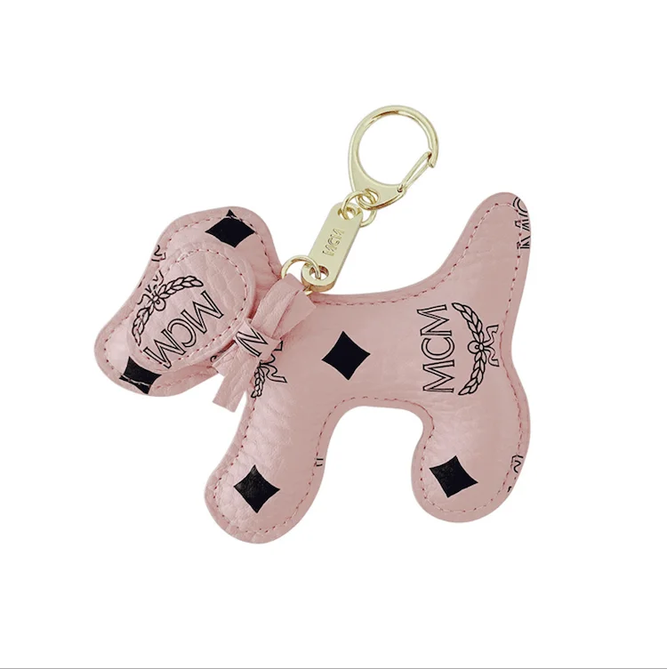 
Custom luxury branded 3D dog mom keychains gifts women bag hanger pendant charms leather cute bulldog keychain 