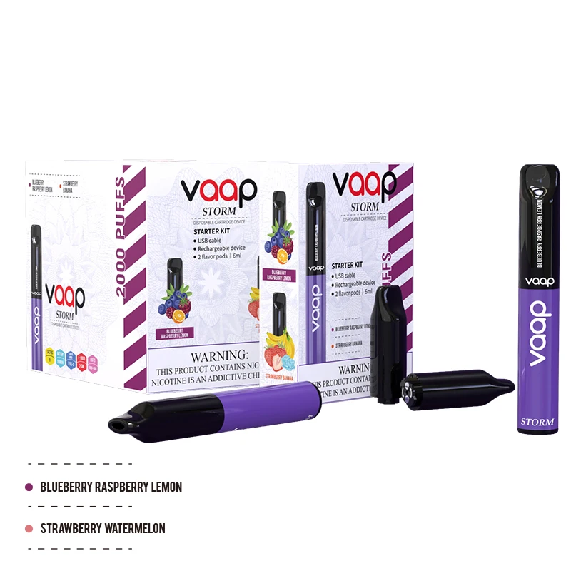 In Stock 2021Top Selling Vape Pen E-cigarette Starter Kit Device 2 Pods 1000+1000 Puffs Wholesale 10 Colors 15 Flavors Available