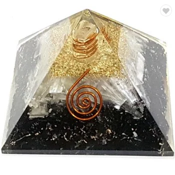 Tourmaline & Selenite Super Protection Reiki Orgone Pyramid Powerful protection Combination Natural Stone Metaphysical Healing