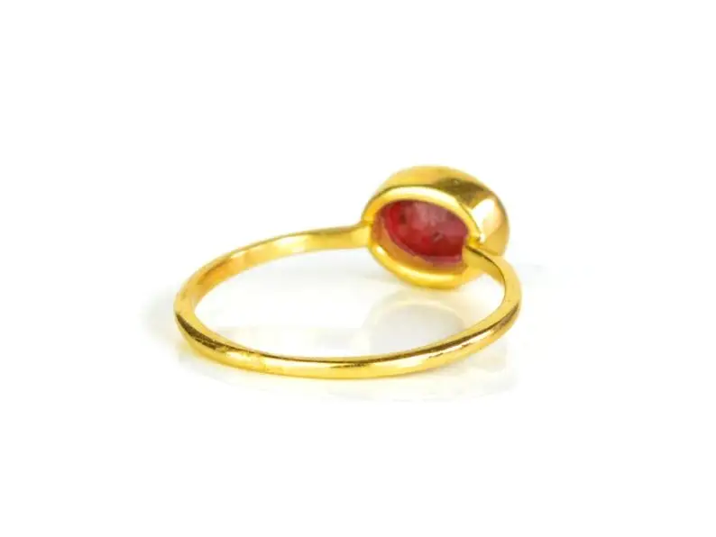 
Dyed Ruby Oval Shape Bezel set Gold Vermeil Ring 