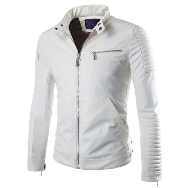 Мужская кожаная куртка с длинным рукавом теплая Повседневная Осенняя байкерская из искусственной кожи карманами модель 2021 года
