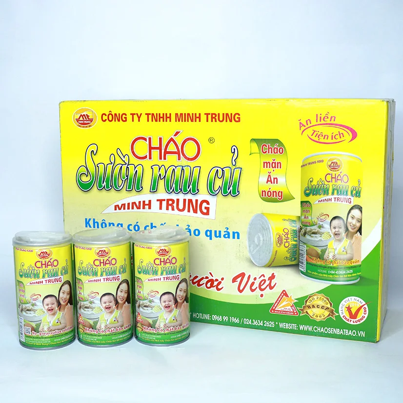 Canned instant Pork Rib and vegetables porridge  from Vietnam - No preservative