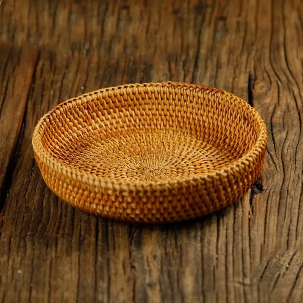 Kitchenware rattan hanging fruit basket round 3 tier hanging wicker basket rattan handmade sustainable