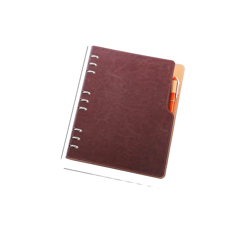 Wholesale business A5 B5 PU leather 9 rings loose-leaf binder stationery notebook folder agenda planner organizer notebook