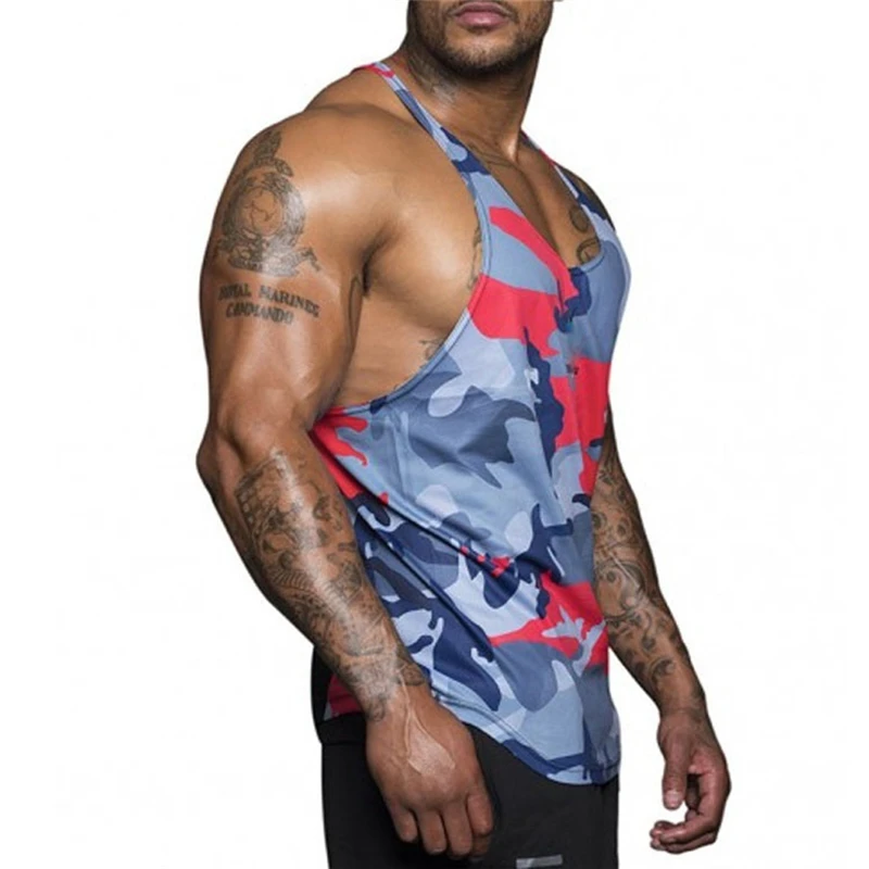 
High Quality Camo Sport Gym Singlet Male Muscle Athletic Running Training Singlet Sleeveless Shirt Quick Dry Tank Top Singlet 
