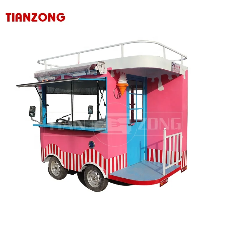 TIANZONG J20 Electric coffee ice cream trailer with porch food truck electric ice cream food cart stand