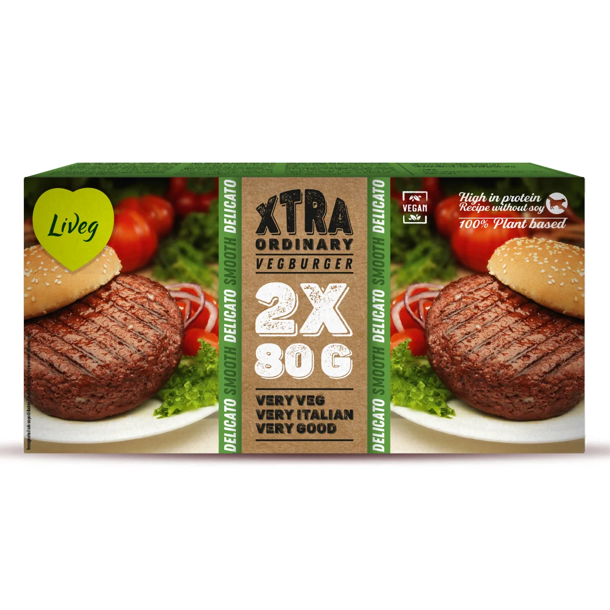 
VEGAN XTRABURGER SMOOTH, LIVEG-BIOLAB, MADE IN ITALY WITH PEA PROTEIN 2X80 GRAMS 