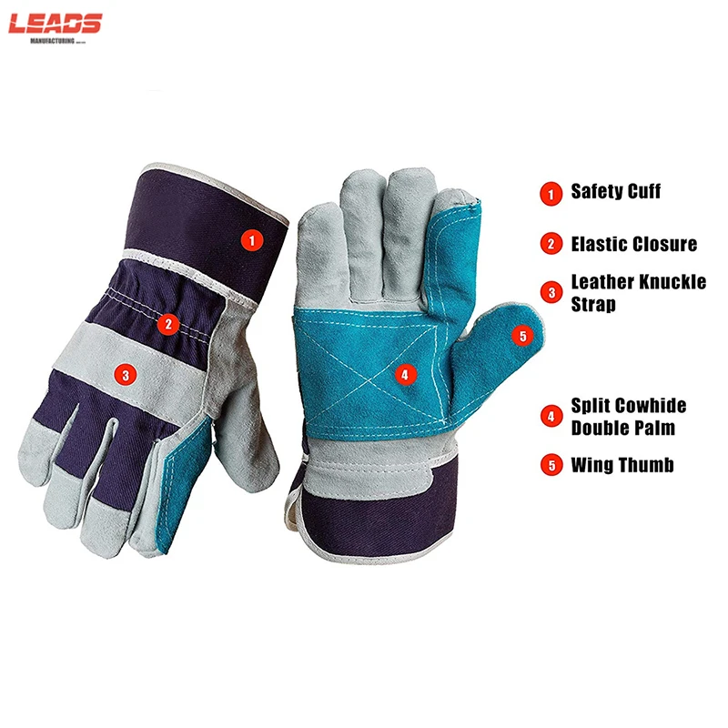 Hot Selling Heavy Duty Glove with Safety Cuff and Wing Thumb Leather Gloves Canadian Rigger Gloves