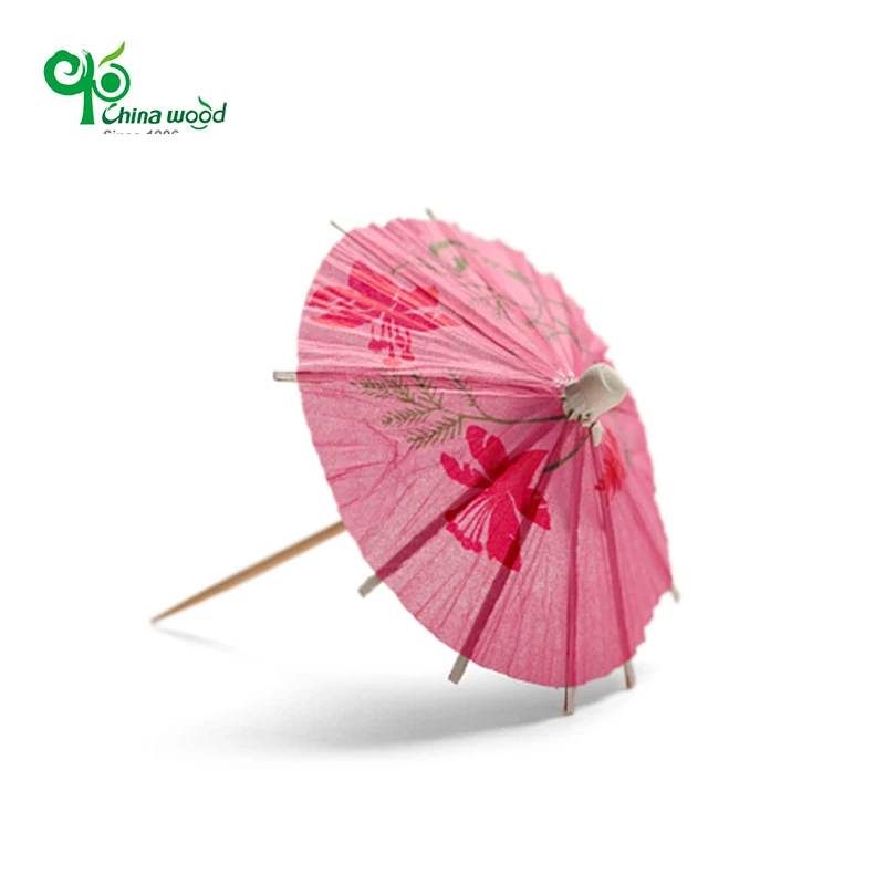 Blue Cocktail Umbrella Parasol Picks Assorted Colors Drink Umbrella wooden Toothpicks for Drink Food for Party