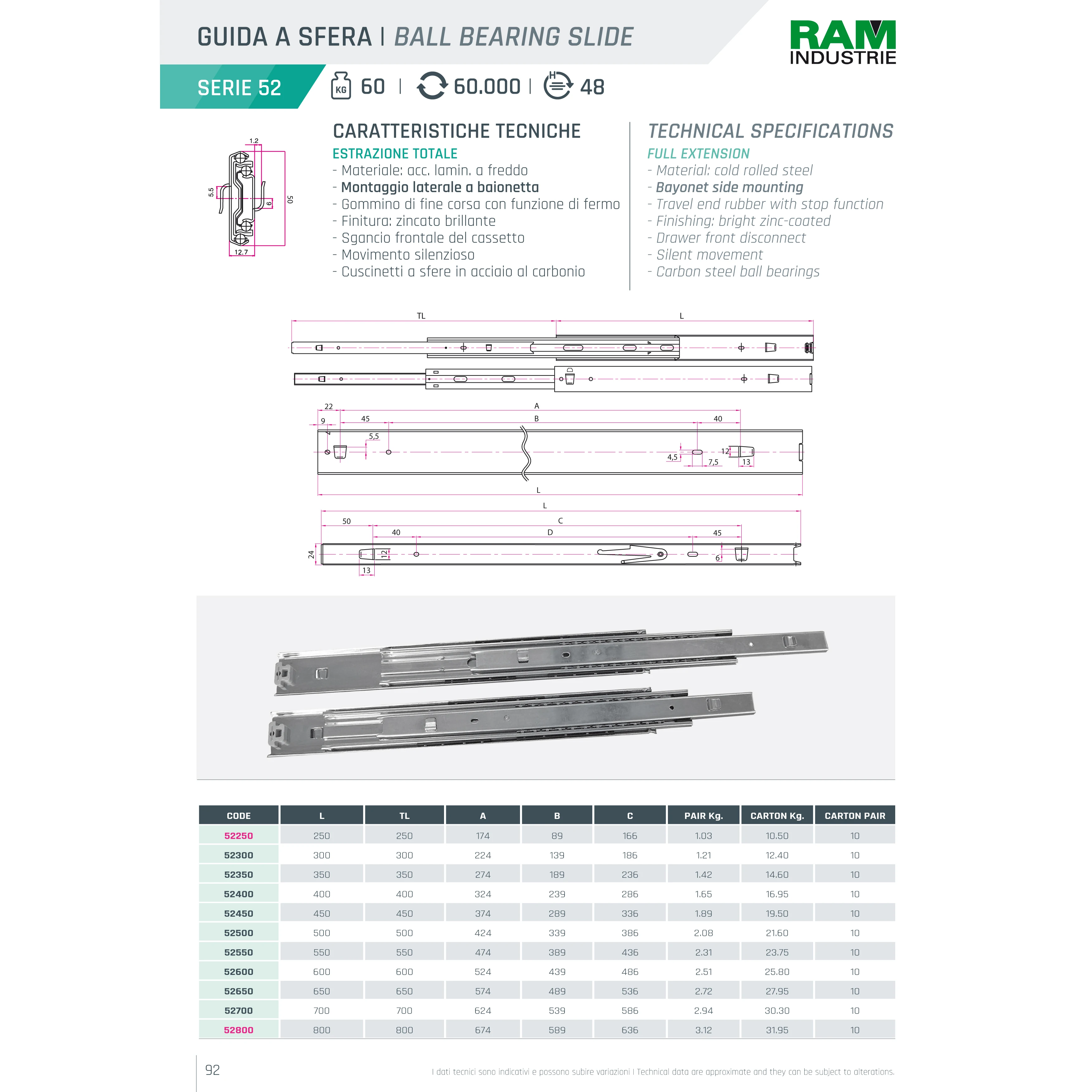 Metal Drawer Bayonet Slide heavy duty