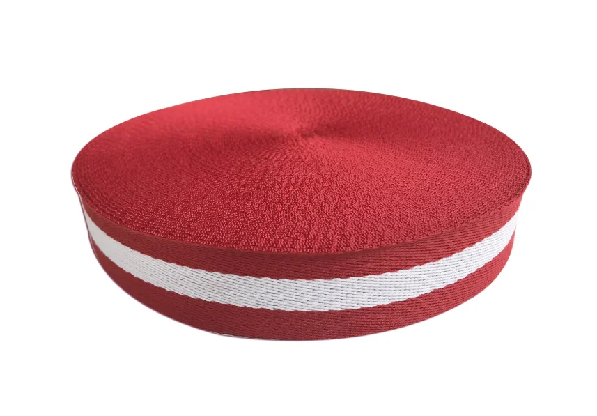 Custom 25mm Striped Cotton Webbing Twill Webbing Tape