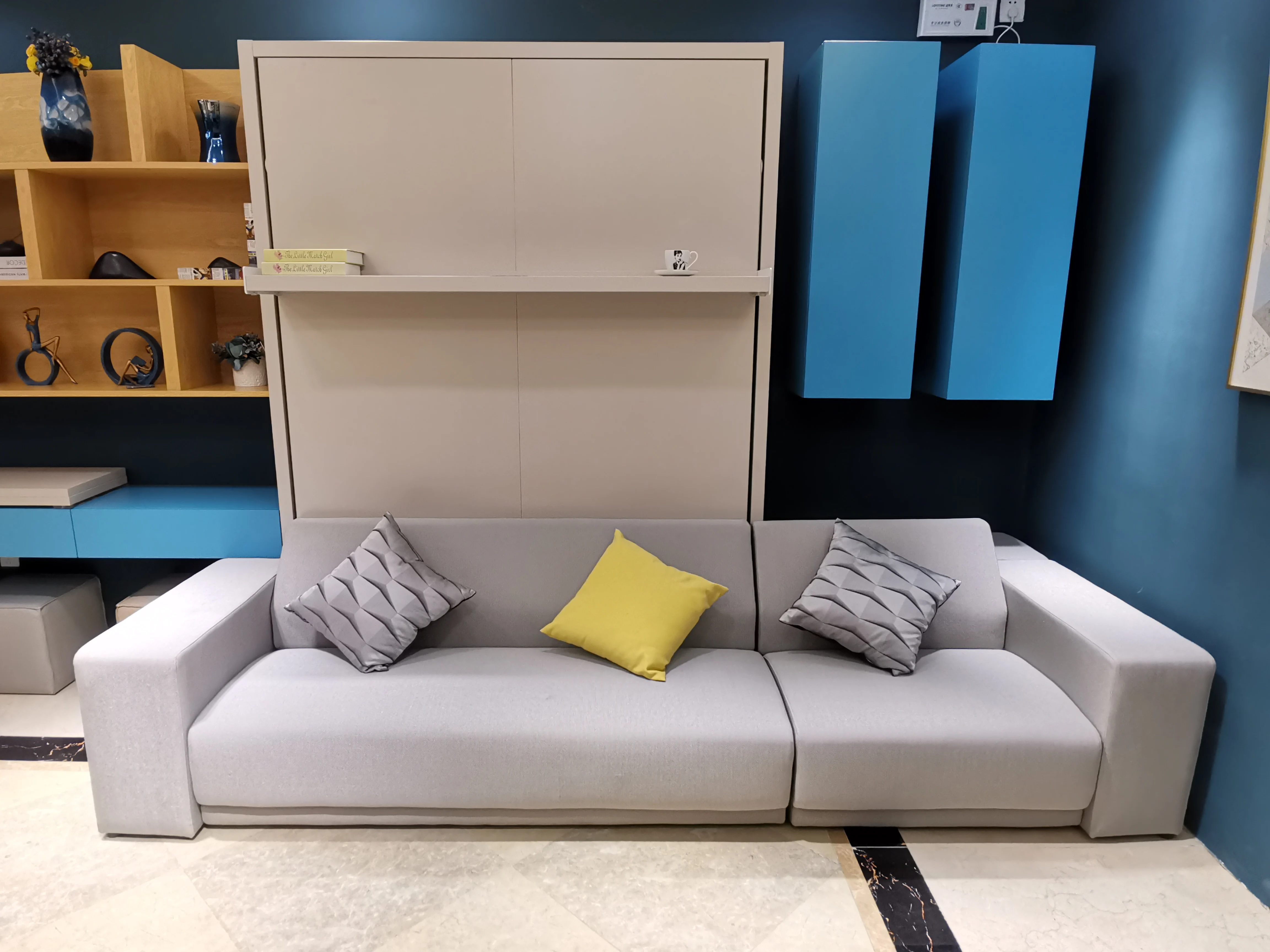 Yu murphy bed Vertical Wall bed with Sofa & Bookshelf