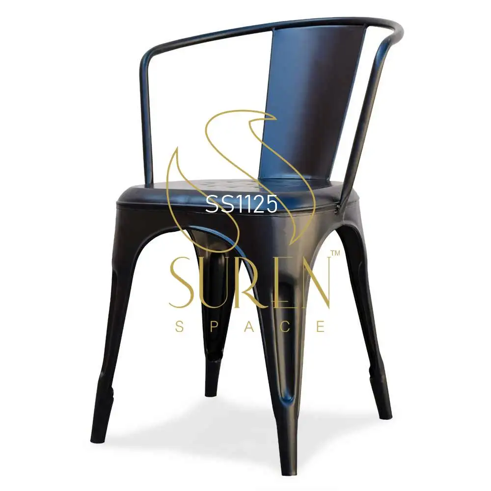 Industrial Metal Modern Stack able Canteen Food Court Chair Cafe