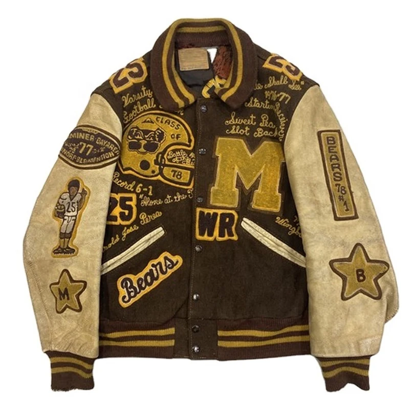 2022 Hot Sell OEM Custom Varsity Jacket Bomber Letterman Leather Varsity Jacket For Men And Women