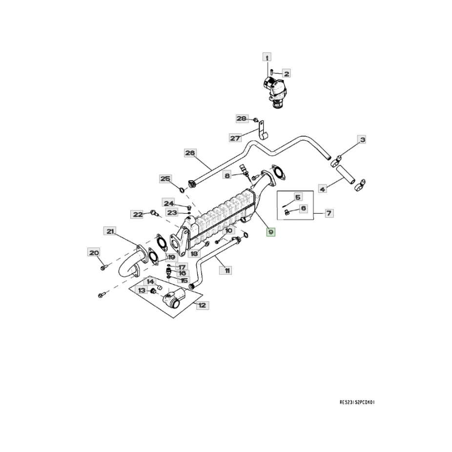 Запчасти для трактора JD JohnDeere, запчасти для теплообменника RE522210