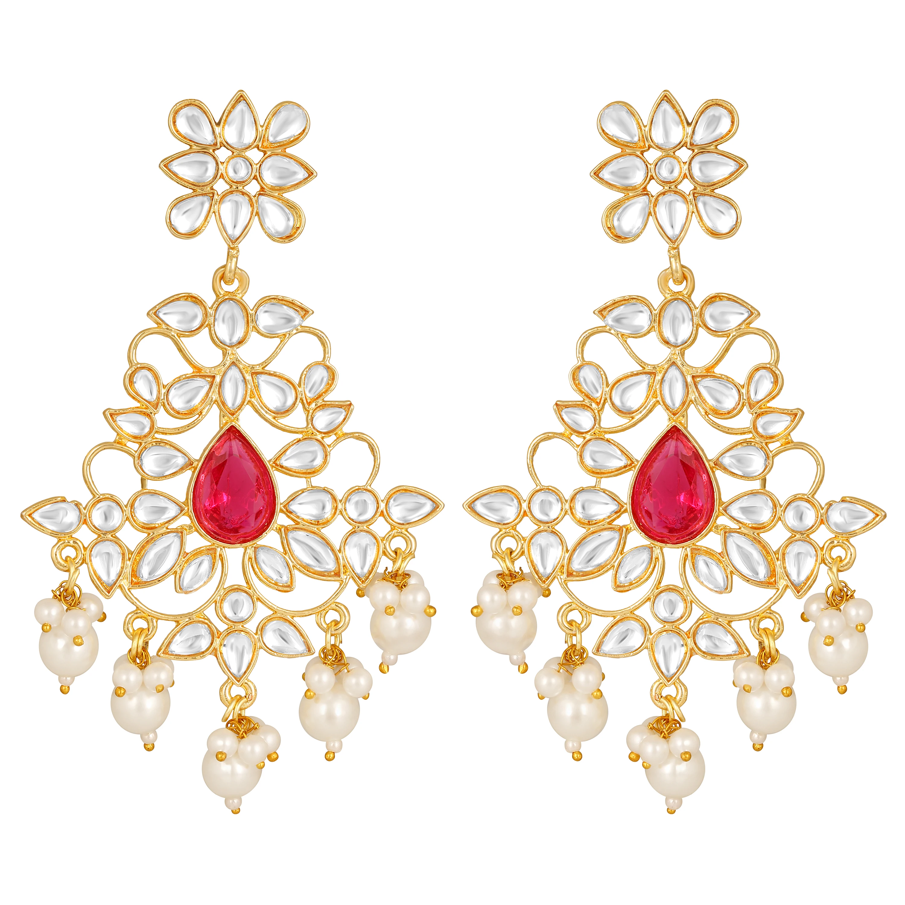 Kundan earrings diamond earrings bijoux jhumka polki jewelry Long Chandelier Jhumki Attach Dangler Jewellery Earrings