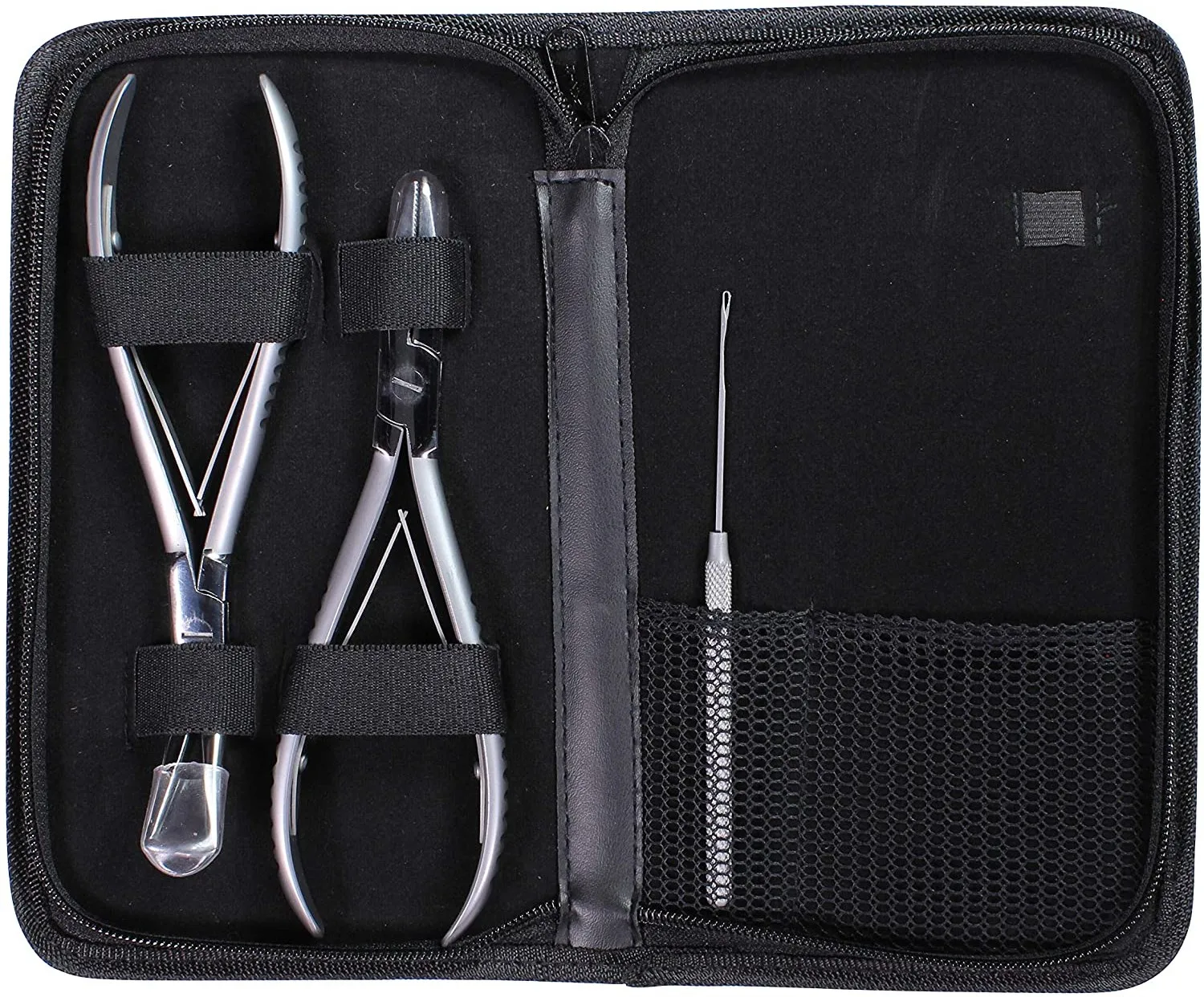 hair extensions tool plier micro ring pliers and micro ring needle in set for attaching and removing real hair extensions