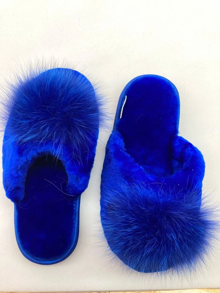 Indoor Fur Slippers EVA Outsole Natural fur 100% Sheepskin Color Slippers For Home