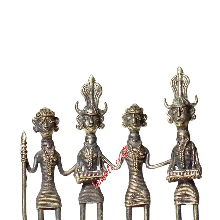 Dancing tribal bronze abstract African metal sculptures bell alloy dhokra design