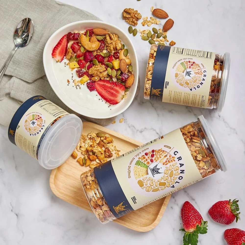 Упаковка коробок, грецкий орех без сахара, овса, гранола для взрослых с ароматом Вани и меда