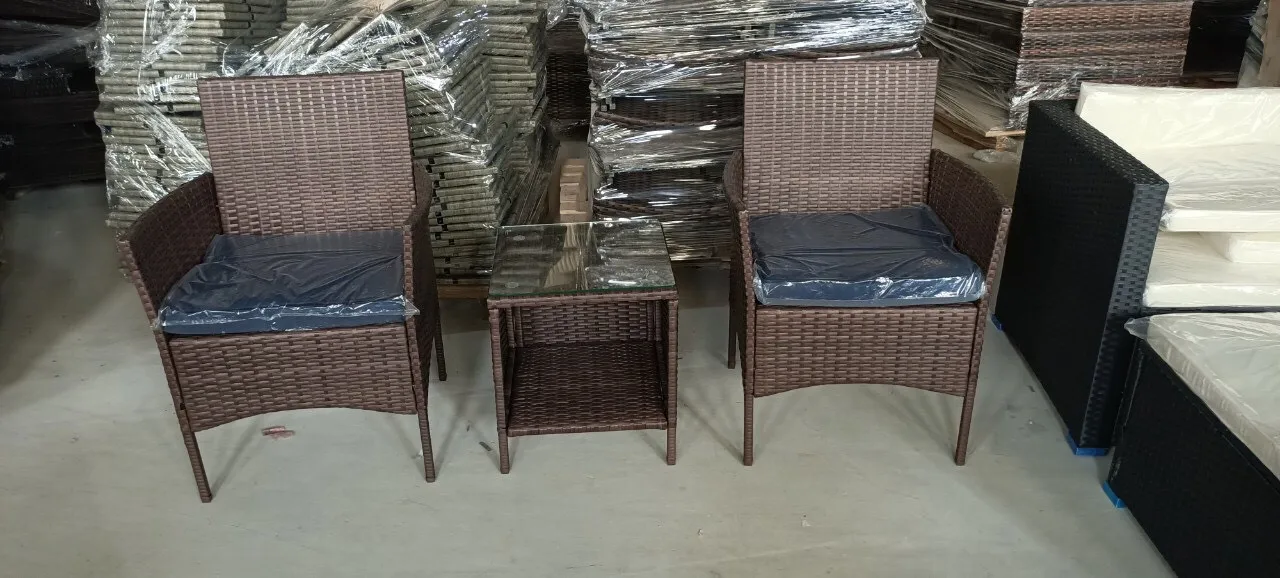 BeNK 3 Pieces Patio Wicker Bistro Coffee Bistro Set/  Small Garden Wicker Set for Balcony