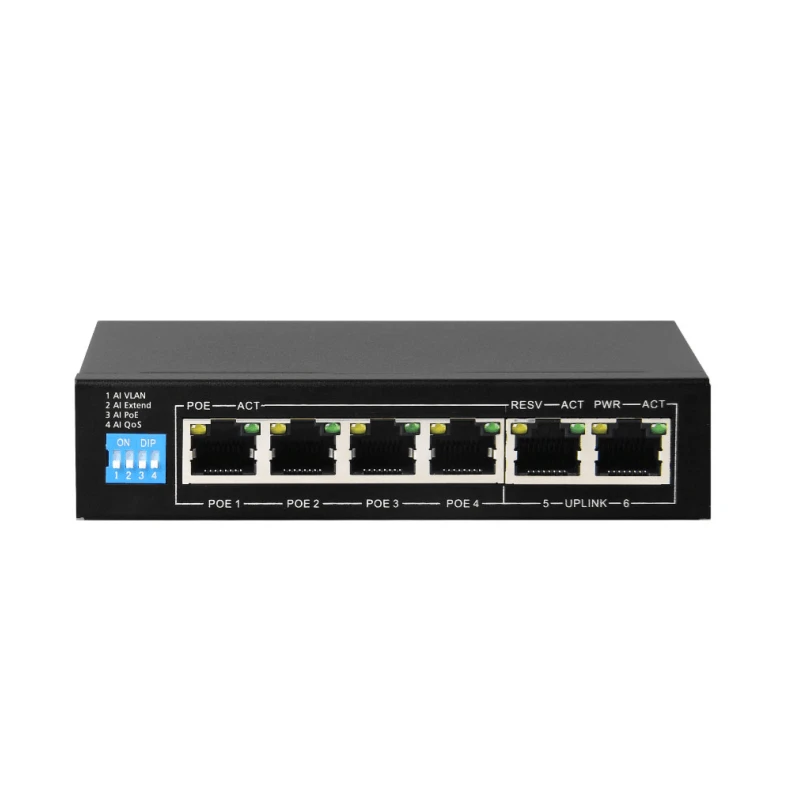 Горячий предмет 6 портов Poe переключатели AI106 4 порта 10/100 Мбит/с RJ45 порт Неуправляемый коммутатор
