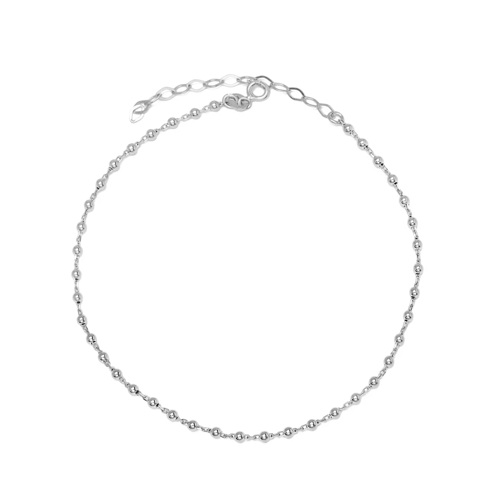 Minimalist Design Ball Chain Shaker Anklet Wholesale Handmade 925 Sterling Silver Jewellery