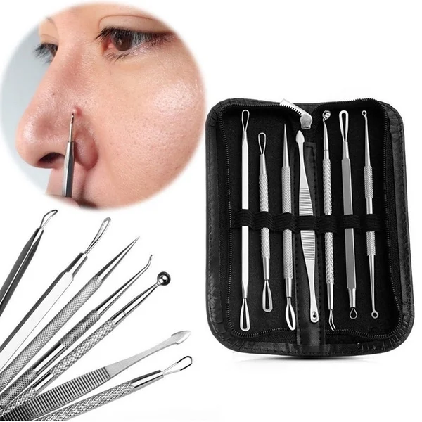 Customizable Trademark Stainless Steel 7pcs Blackhead Remover Acne Comedone Extractor Pimple Remover Tool Kit