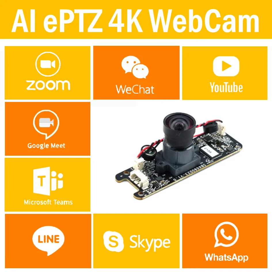  4K веб-камера модуль ePTZ UHD камера с микрофонами питание от AI автоматическим обрамлением 4X зумом для