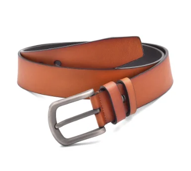 customize printed genuine leather removable buckle New Fashion Factory Cheap TAN BROWN PIN BUCKLE CASUAL BELT