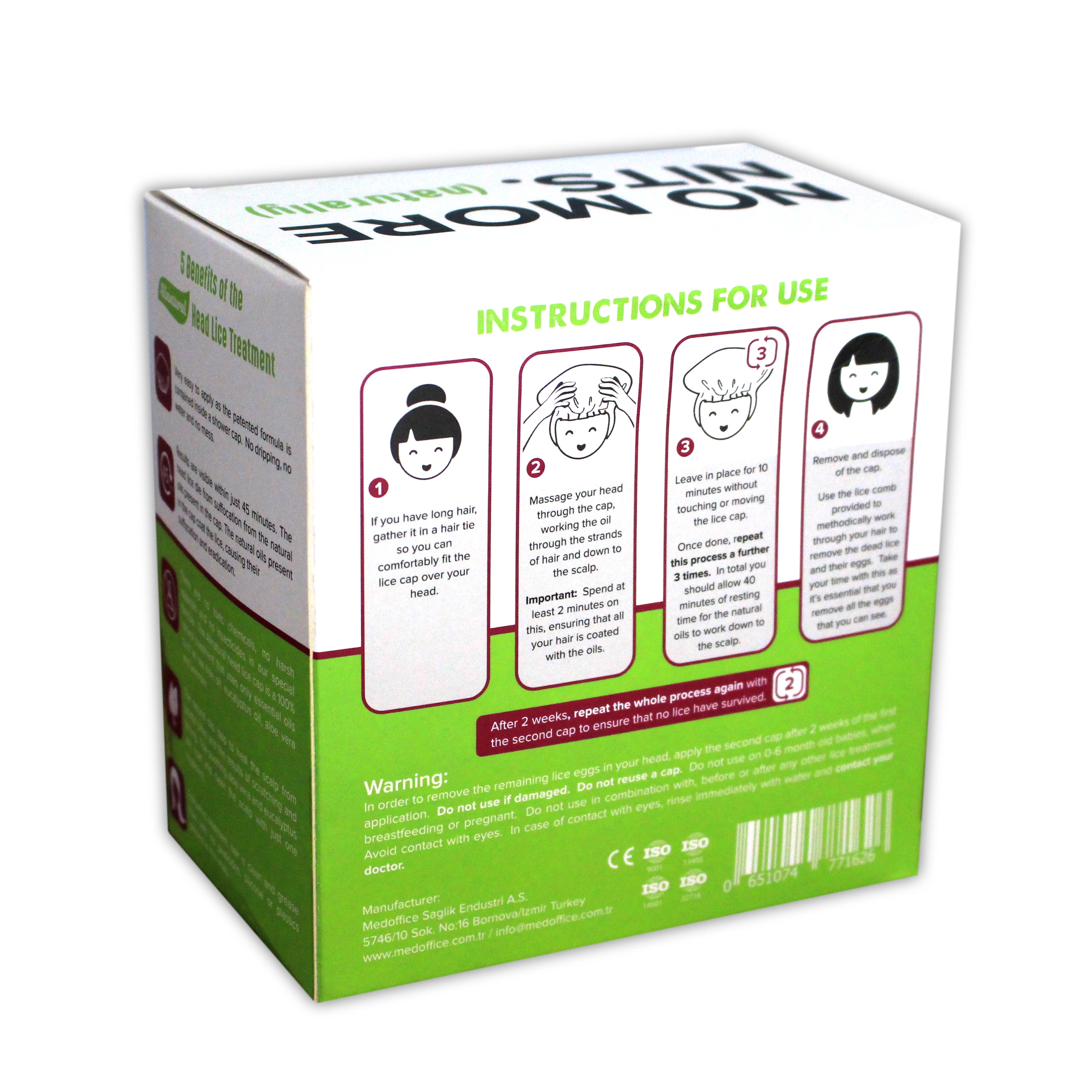 Head Lice Kit- Lice Treatment Head Cap & Comb -All Natural, Non Toxic, No Chemicals or Sprays