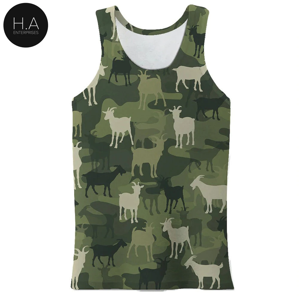 2021 Summer Men Print Vent Fashion Men Casual Army Camouflage Tank Sleeveless O-neck Slim Vest Plus Size S-5XL
